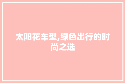太阳花车型,绿色出行的时尚之选