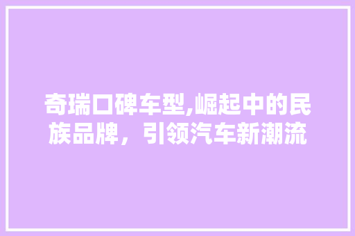奇瑞口碑车型,崛起中的民族品牌，引领汽车新潮流