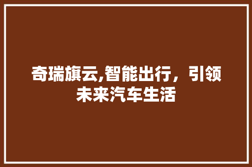 奇瑞旗云,智能出行，引领未来汽车生活