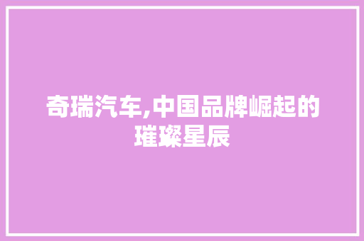 奇瑞汽车,中国品牌崛起的璀璨星辰