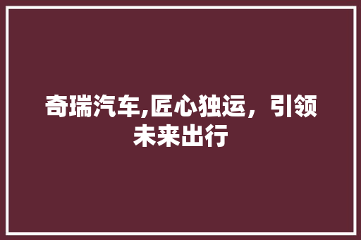 奇瑞汽车,匠心独运，引领未来出行