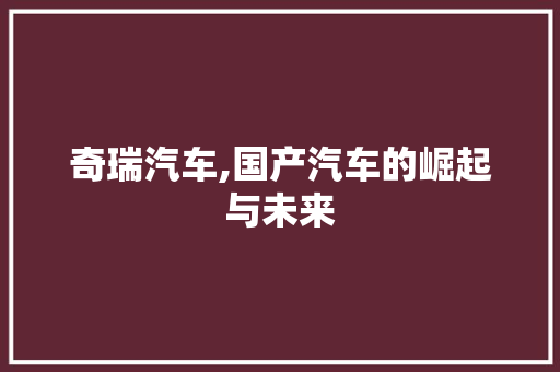 奇瑞汽车,国产汽车的崛起与未来
