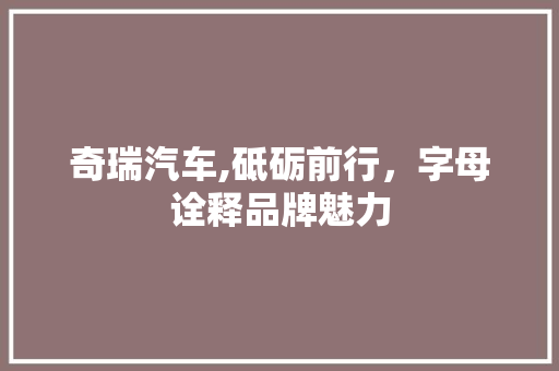 奇瑞汽车,砥砺前行，字母诠释品牌魅力