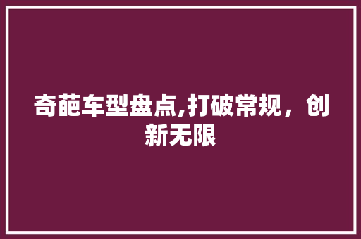 奇葩车型盘点,打破常规，创新无限