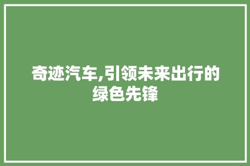 奇迹汽车,引领未来出行的绿色先锋