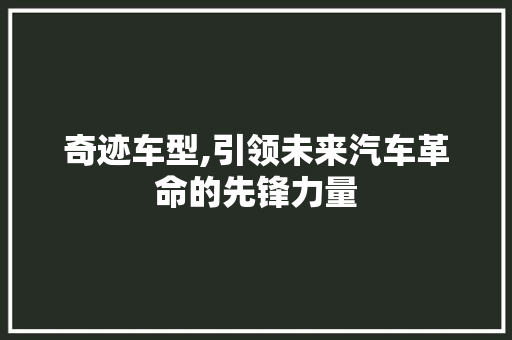 奇迹车型,引领未来汽车革命的先锋力量