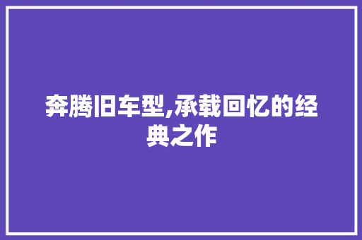 奔腾旧车型,承载回忆的经典之作
