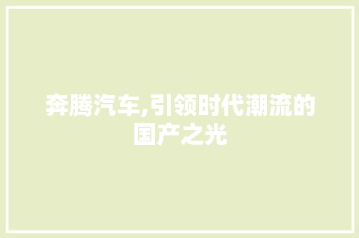 奔腾汽车,引领时代潮流的国产之光 新款车型