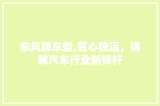 东风牌车型,匠心独运，铸就汽车行业新标杆 发动机配件