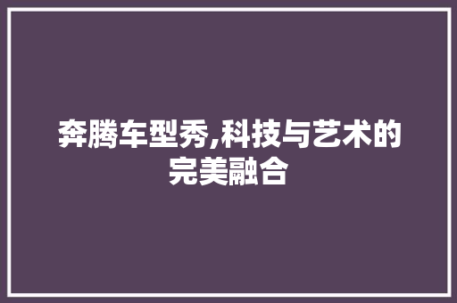 奔腾车型秀,科技与艺术的完美融合