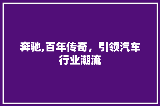 奔驰,百年传奇，引领汽车行业潮流