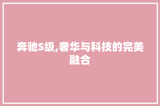 奔驰S级,奢华与科技的完美融合