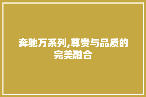 奔驰万系列,尊贵与品质的完美融合