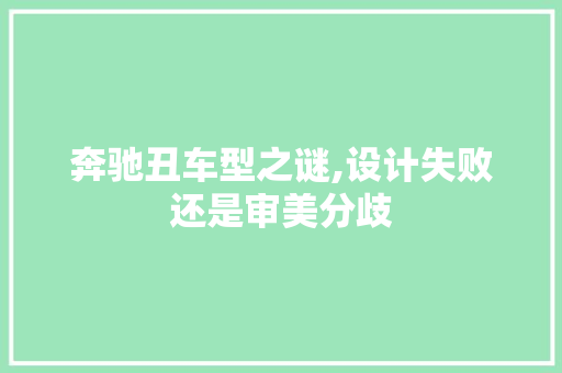奔驰丑车型之谜,设计失败还是审美分歧