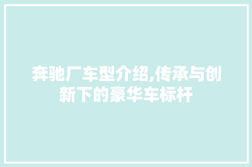 奔驰厂车型介绍,传承与创新下的豪华车标杆