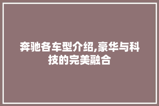 奔驰各车型介绍,豪华与科技的完美融合