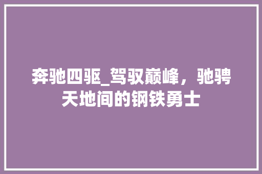 奔驰四驱_驾驭巅峰，驰骋天地间的钢铁勇士