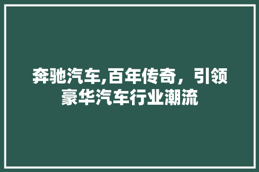 奔驰汽车,百年传奇，引领豪华汽车行业潮流