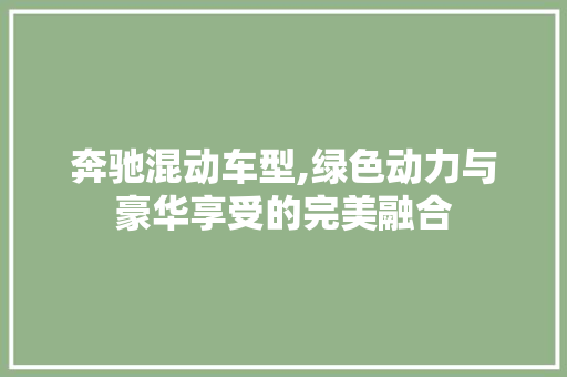 奔驰混动车型,绿色动力与豪华享受的完美融合