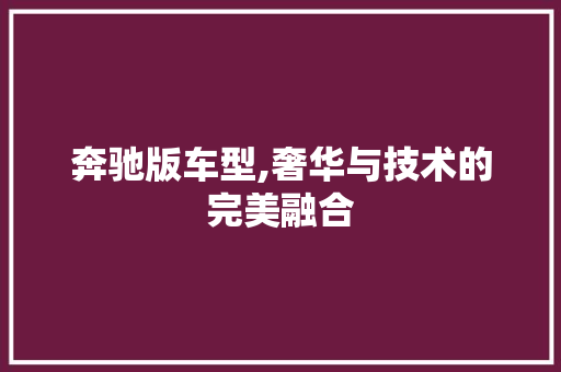 奔驰版车型,奢华与技术的完美融合