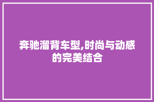 奔驰溜背车型,时尚与动感的完美结合