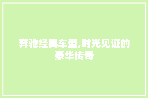 奔驰经典车型,时光见证的豪华传奇