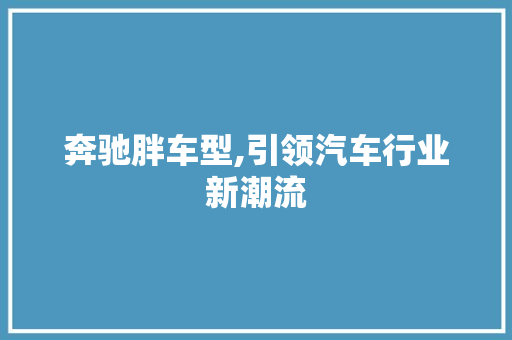 奔驰胖车型,引领汽车行业新潮流