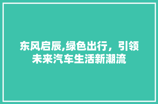 东风启辰,绿色出行，引领未来汽车生活新潮流 车身配件