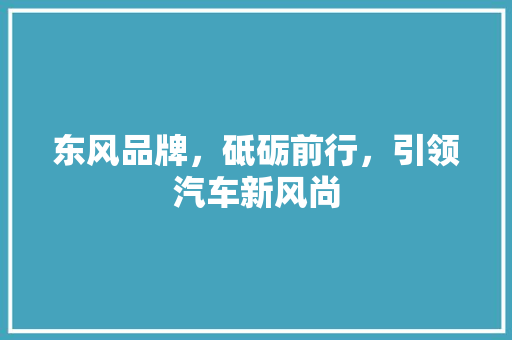 东风品牌，砥砺前行，引领汽车新风尚