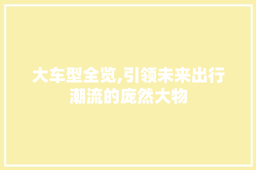 大车型全览,引领未来出行潮流的庞然大物