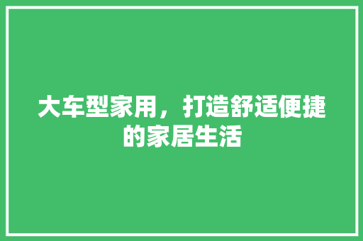 大车型家用，打造舒适便捷的家居生活