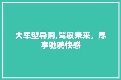 大车型导购,驾驭未来，尽享驰骋快感 汽车配件