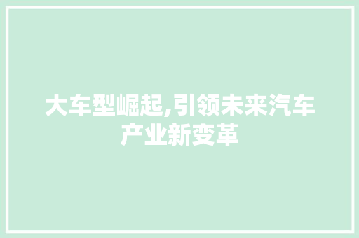 大车型崛起,引领未来汽车产业新变革