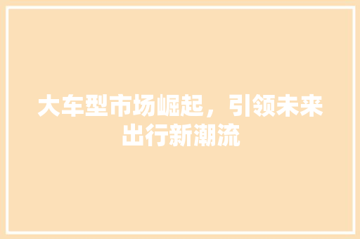 大车型市场崛起，引领未来出行新潮流