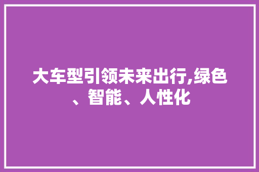 大车型引领未来出行,绿色、智能、人性化