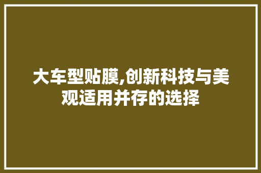 大车型贴膜,创新科技与美观适用并存的选择