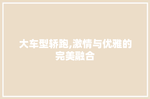 大车型轿跑,激情与优雅的完美融合