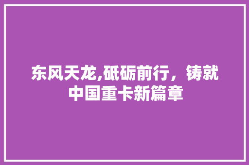 东风天龙,砥砺前行，铸就中国重卡新篇章
