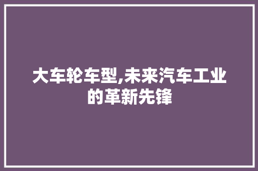 大车轮车型,未来汽车工业的革新先锋