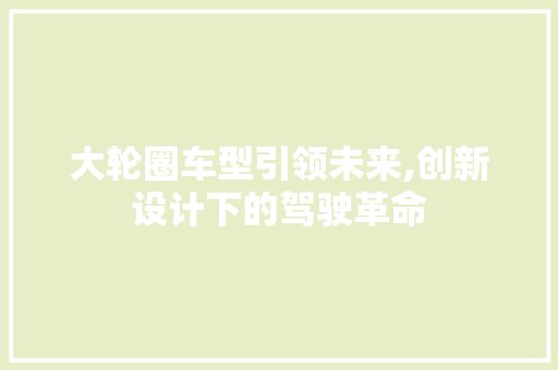 大轮圈车型引领未来,创新设计下的驾驶革命