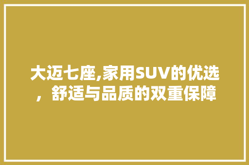 大迈七座,家用SUV的优选，舒适与品质的双重保障 新款车型