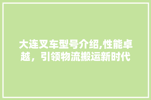 大连叉车型号介绍,性能卓越，引领物流搬运新时代