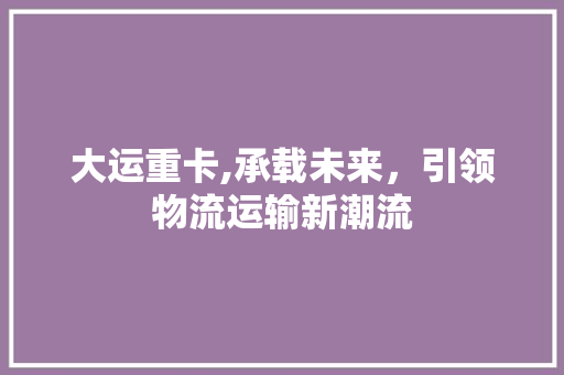 大运重卡,承载未来，引领物流运输新潮流