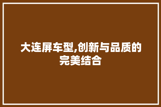 大连屏车型,创新与品质的完美结合