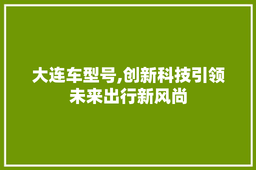 大连车型号,创新科技引领未来出行新风尚