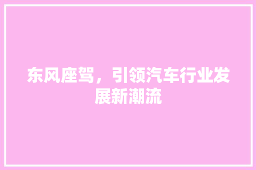 东风座驾，引领汽车行业发展新潮流 底盘配件