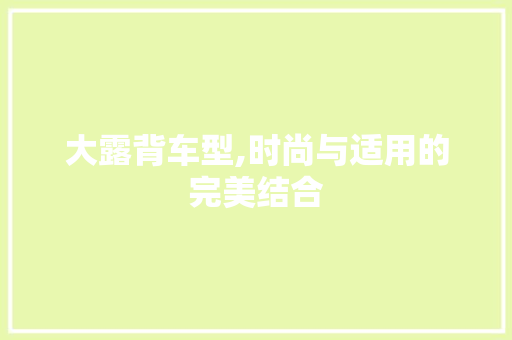大露背车型,时尚与适用的完美结合