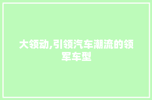 大领动,引领汽车潮流的领军车型