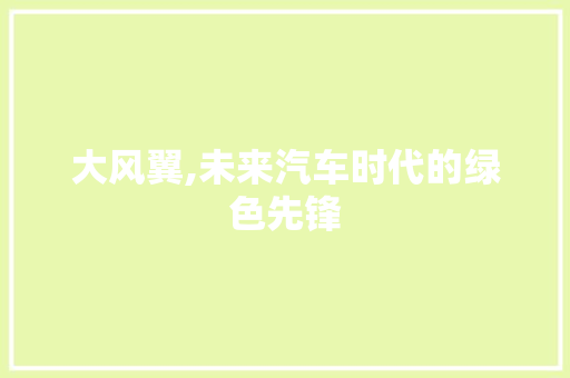 大风翼,未来汽车时代的绿色先锋