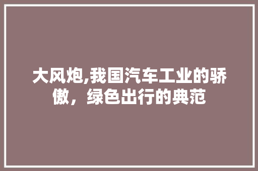 大风炮,我国汽车工业的骄傲，绿色出行的典范